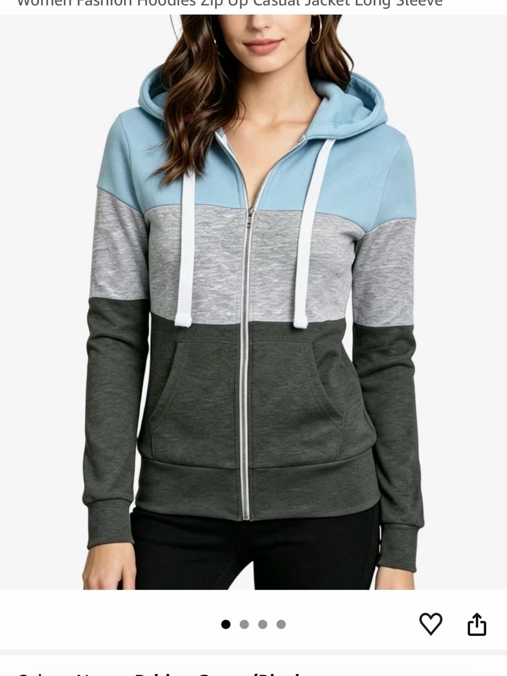 Colorblock Zip-Up Hoodie Jacket - Blue/Grey/Olive XL NWT